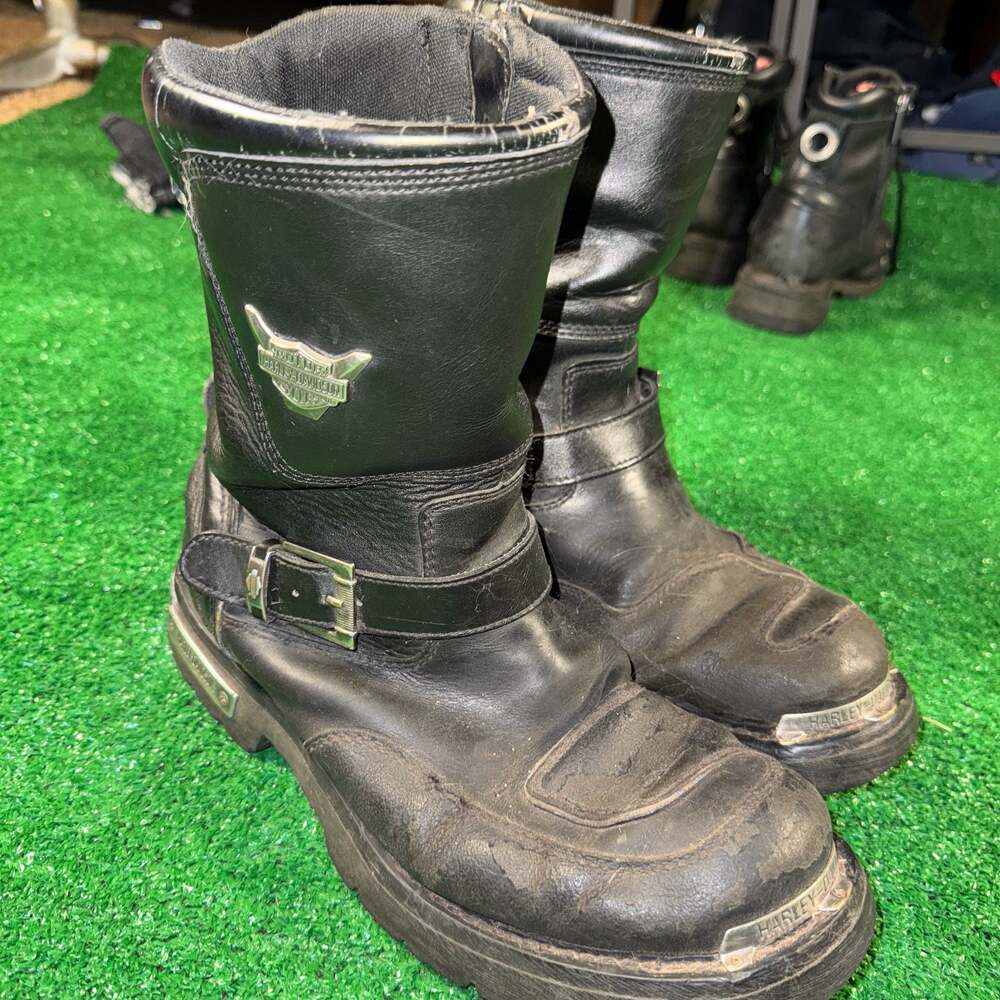 Vintage Harley-Davidson D95115 Shift Men's Black Leather Motorcycle Riding Boots